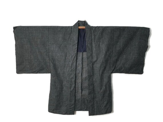 Japanese Haori Montsuki Mens Kimono Sashiko Boro Nora… - Gem