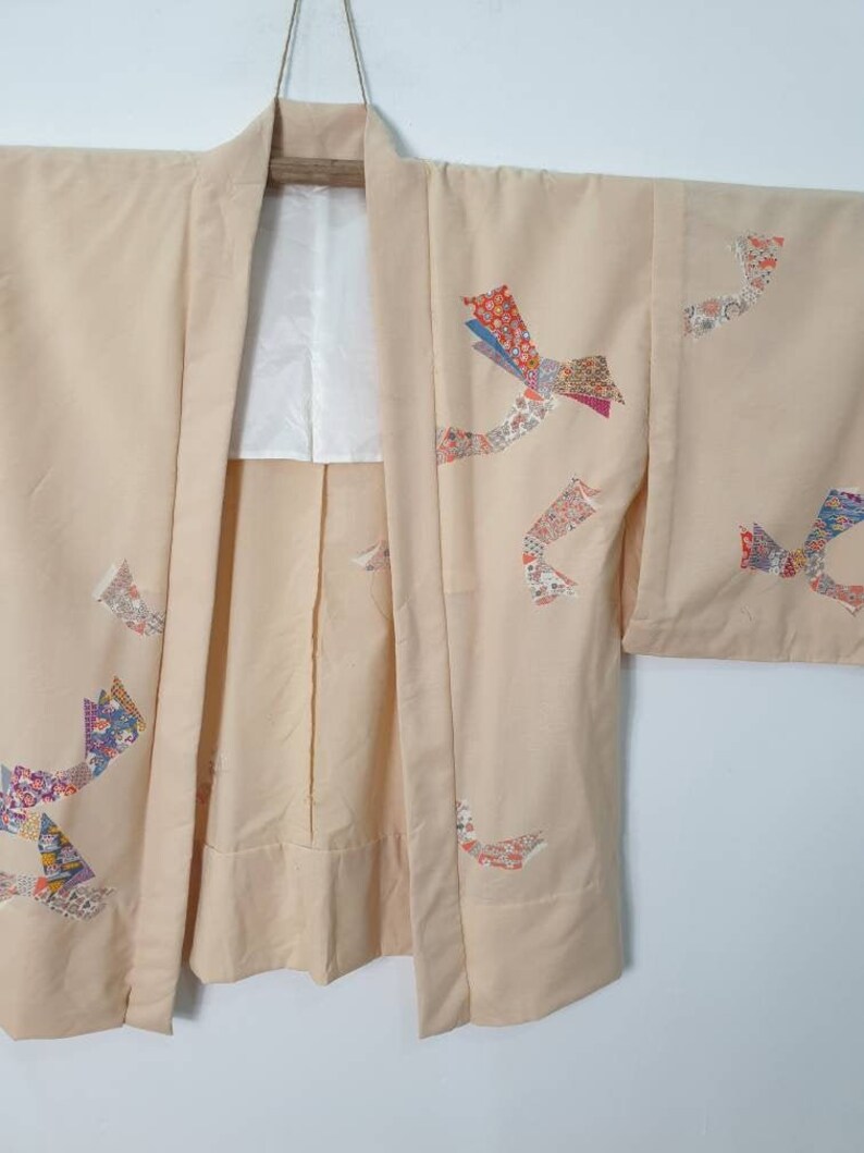 Japanese Haori Kimono Cotton Yellow Pastel Jf8 Etsy