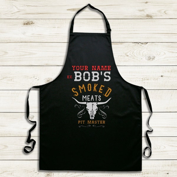 Personalized Pit Master BBQ Apron; Grilling Apron; Smoked Meats; man bbq apron; ladies bbq apron; apron for man; custom apron