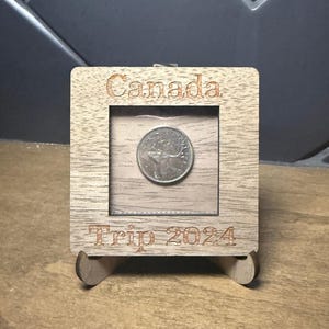 Travel Memory Coin Display Case, Foreign Currency Frame for Collector, Custom Engraved Souvenir Gift