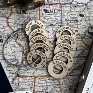 Personalized Travel Token Keychain Backpack tag Country visited travelers gift Custom travel disc Key chain travel keepsake image 15