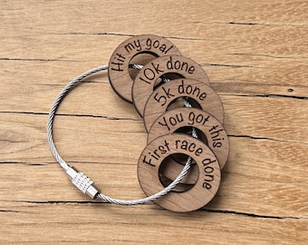 Fitness Goal Charm for Workout Bag, Weight Loss Journey Tracker Keychain,Fat Loss Progress Reminders Inspirational Wood Token,Gym Motivation