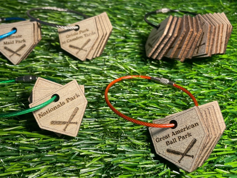 Baseball Keychain Personalized Home Plate Ballpark Tracker Unique Gift