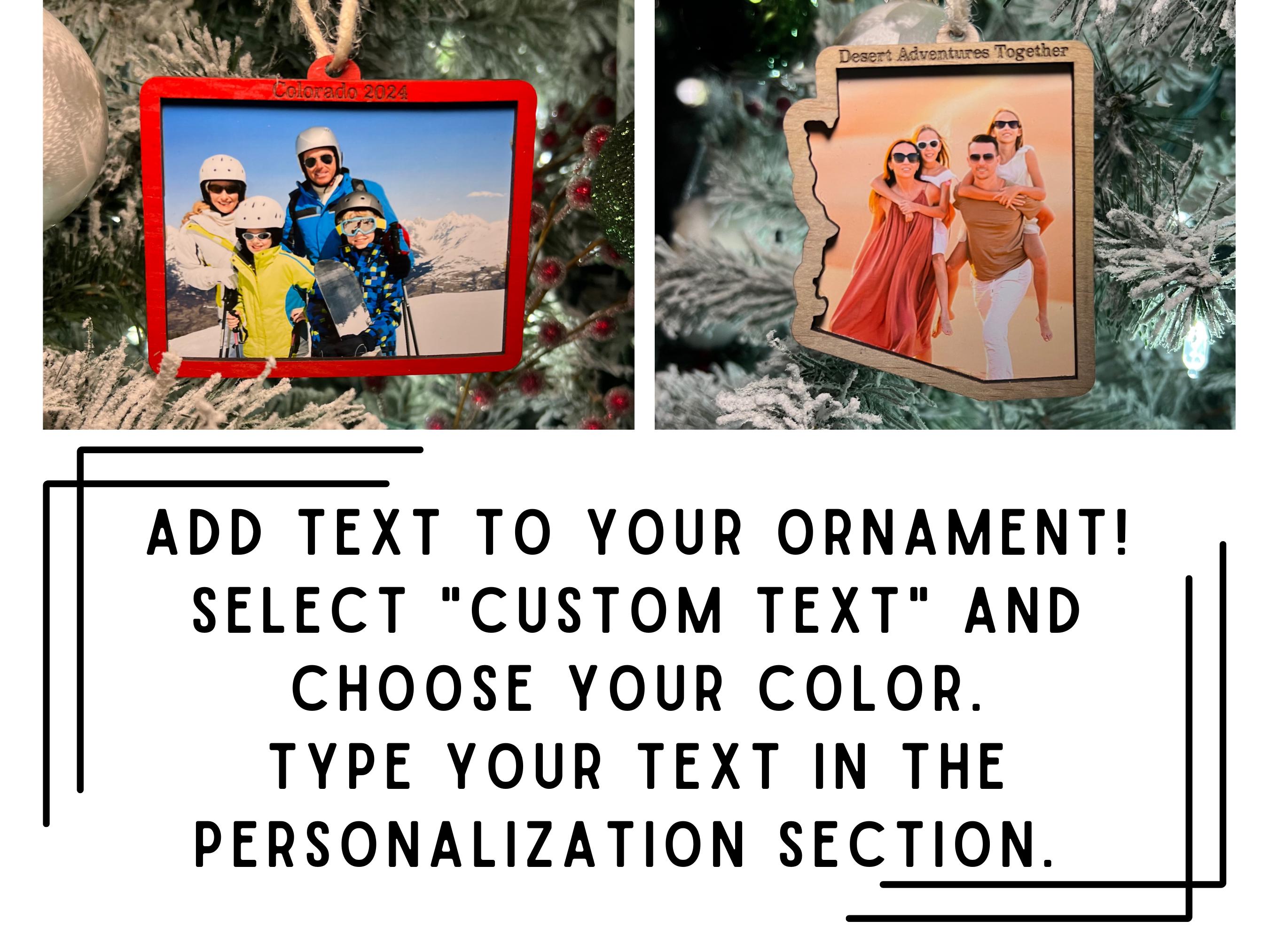 Personalized Picture Ornament, Wood Photo Frame Wooden State Christmas Ornament