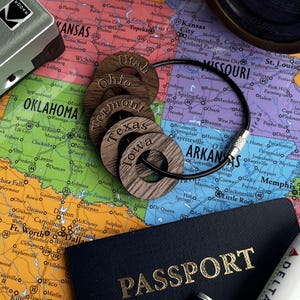 Personalized Travel Token Keychain Backpack tag Country visited travelers gift Custom travel disc Key chain travel keepsake image 14