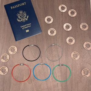Personalized Travel Token Keychain Backpack Tag Country Visited ...
