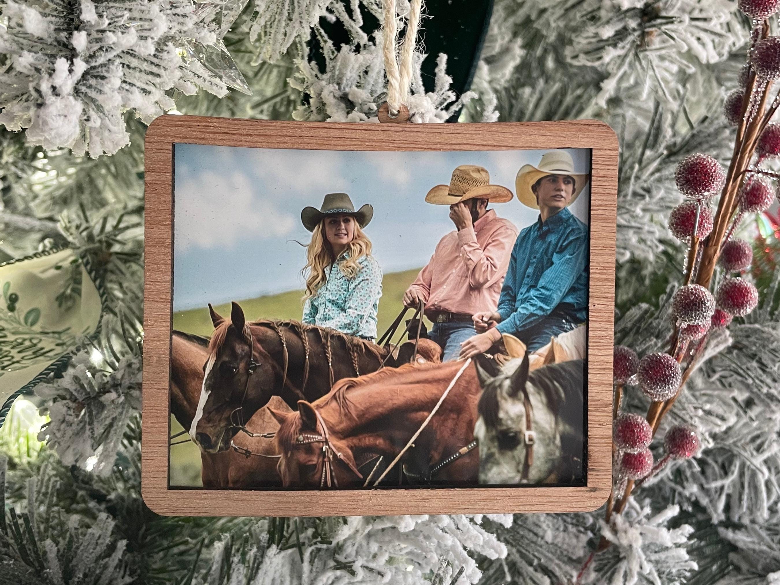 Personalized Picture Ornament, Wood Photo Frame Wooden State Christmas Ornament