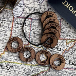 Personalized Travel Token Keychain Backpack tag Country visited travelers gift Custom travel disc Key chain travel keepsake image 16