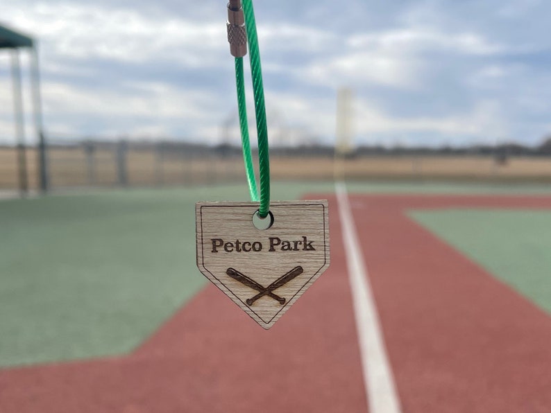 Personalized MLB Home Plate Ballpark Tracker & Baseball Keychain Custom