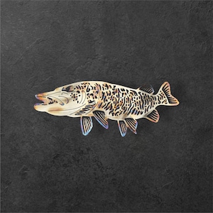 Muskie Fish, Stainless Steel, Fish Wall Art, Gift for Him, Fishing Sign