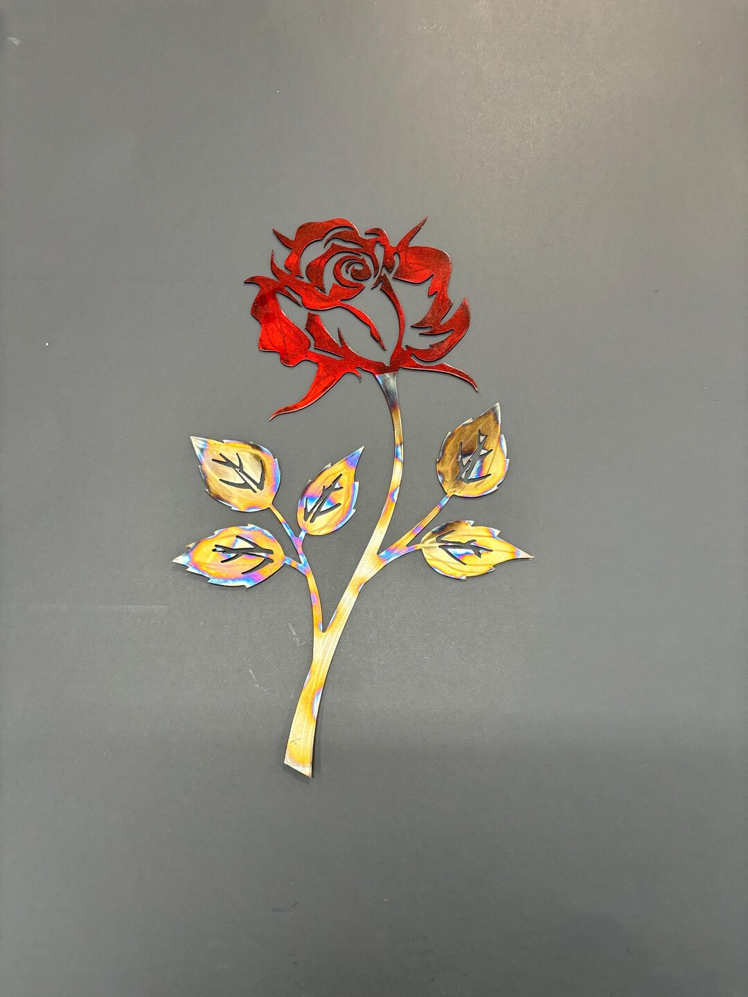 Red Metal Rose Wall Art, Heat Treated Stainless Steel - Etsy