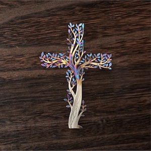 Living Cross of Life, Stainless Steel, Metal Wall Art, Christian Cross, Metal Wall Art, Tree of Life, Cross Wall Decor, Cross