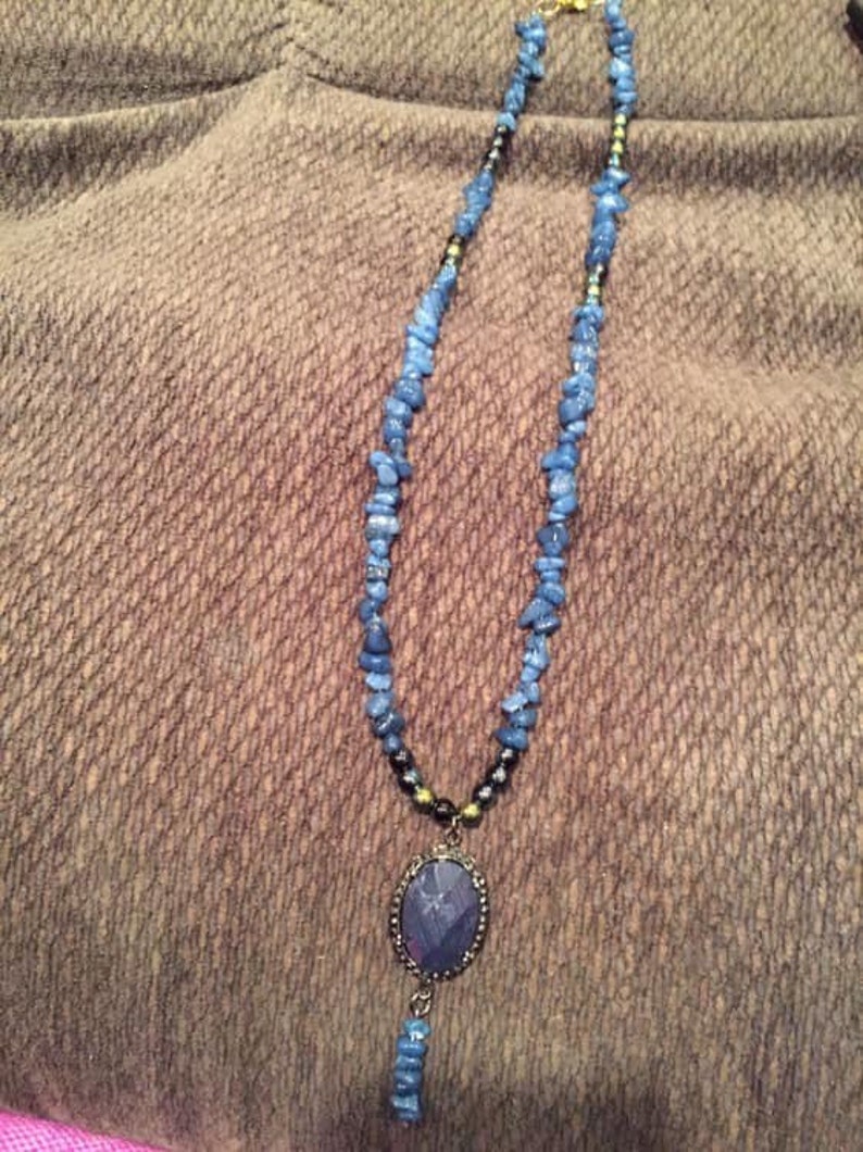 Blue pendant long necklace