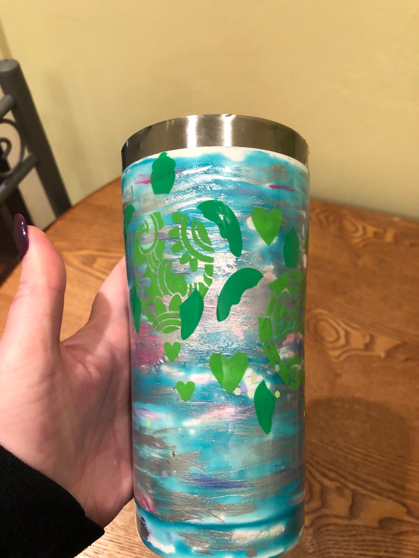 Multicolored swirled turtle epoxy resin tumbler Etsy