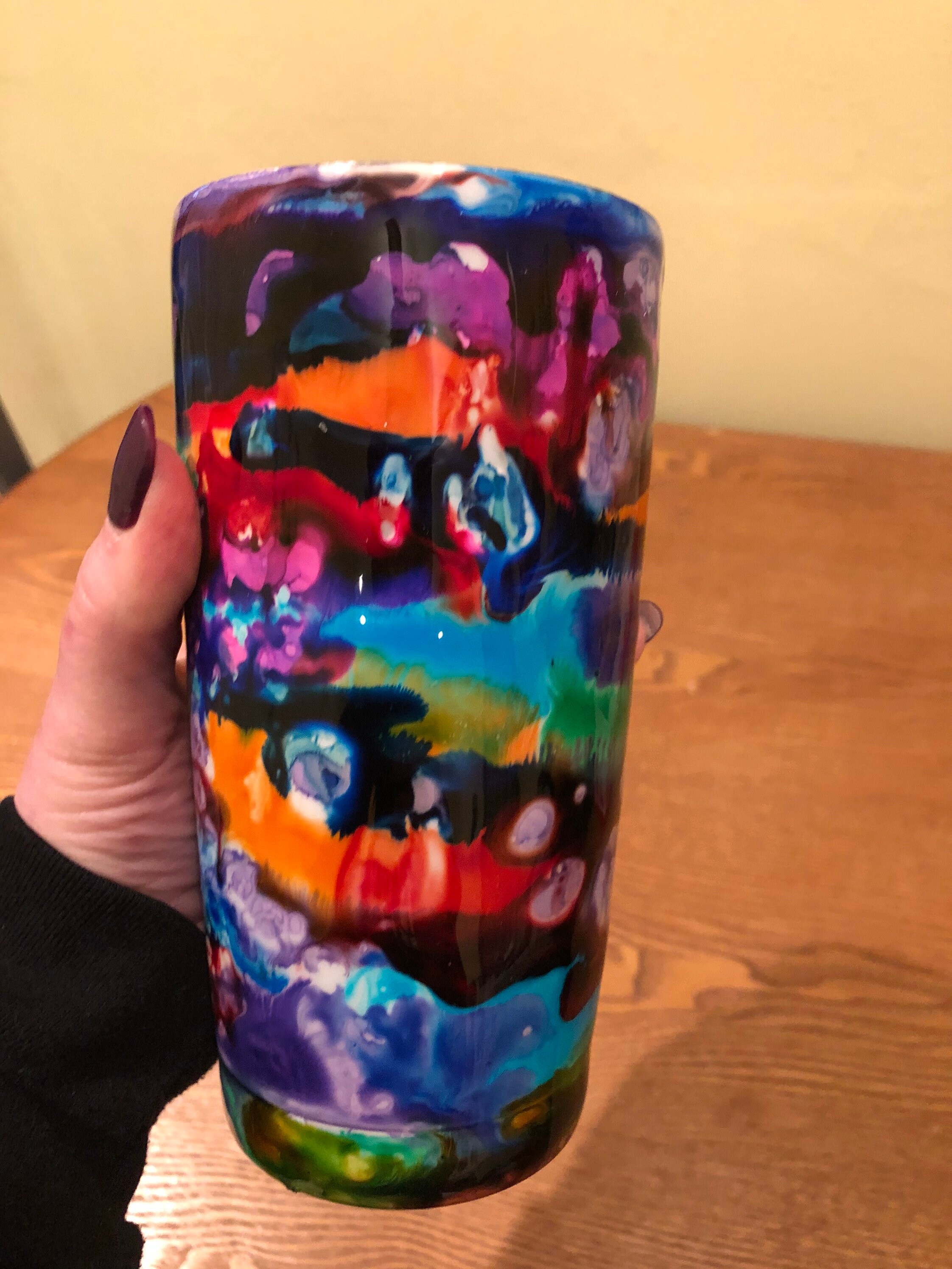 Multicolored alcohol ink epoxy resin tumbler Etsy
