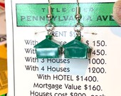 Handmade Monopoly House Earrings, Game Night Earrings - Monopoly Jewelry, A104.