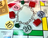 Monopoly Game Bracelet, Vintage Monopoly Game Pieces Jewelry - Game Bracelet, A132.
