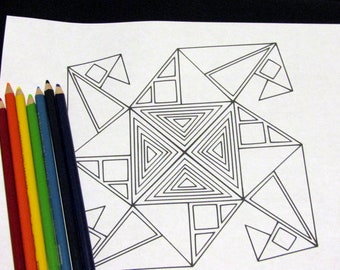 Afdrukbare geometrische mandala kleurplaat PDF | Nummer 13