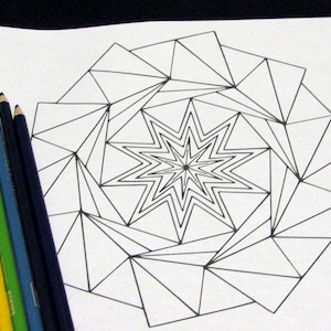 Printable geometric mandala coloring page PDF | Number 22
