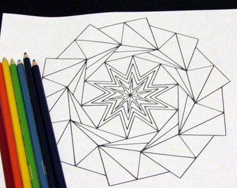Afdrukbare geometrische mandala kleurplaat PDF | Nummer 22