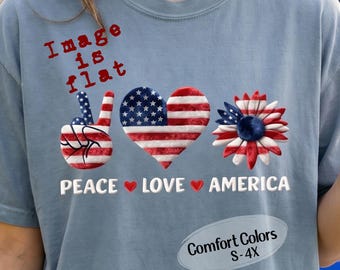 Peace Love America comfort colors 3D Illusion Patriotic Independence Day Tee 250 Years