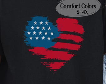 American Flag Patriotic Brushstroke Heart for 4th of July 250 Years Tee Shirt