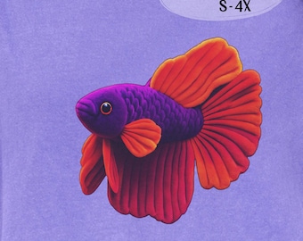 Betta Fuzzy Purple and Orange Faux Velvet Fish Tee