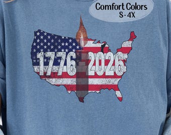 1776-2026 USA Map and Flame for 4th of July Independence Day 250 Years Shirt