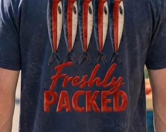 Freshly PACKED Sardines 3D Illusion Velvet Tee | Vintage Crewneck