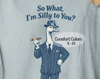 Silly Smoking Bird in Pinstripe Suit comfort colors tee