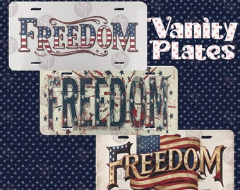 Freedom USA Flag metal Vanity Plates patriotic July 4th election year car home decoration