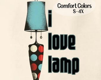 i love lamp comfort colors tee with retro mid-century modern vibes