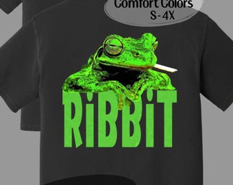 Ribbit Smoking Frog Comfort Colors T-shirt, Toad Tee
