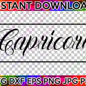 CAPRICORN SVG em script sofisticado com linhas - arquivo de corte Zodiac SVG para Cricut, Make - camisetas, decalques, moletons, copos, svg dxf eps png pdf jpeg