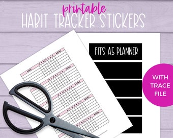 Habit Tracker Stickers, Printable Stickers, Habit Planner, Weekly Habit Tracker, A5 Printable Sticker, Hobonichi Cousin Stickers, Pink