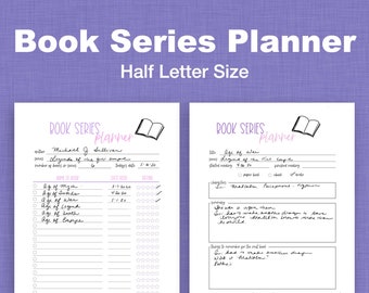 Half Letter Size Book Series Planner, Reading List, Series Tracker, Reading Printable, Reading Journal, Reading Order, Reading Tracker