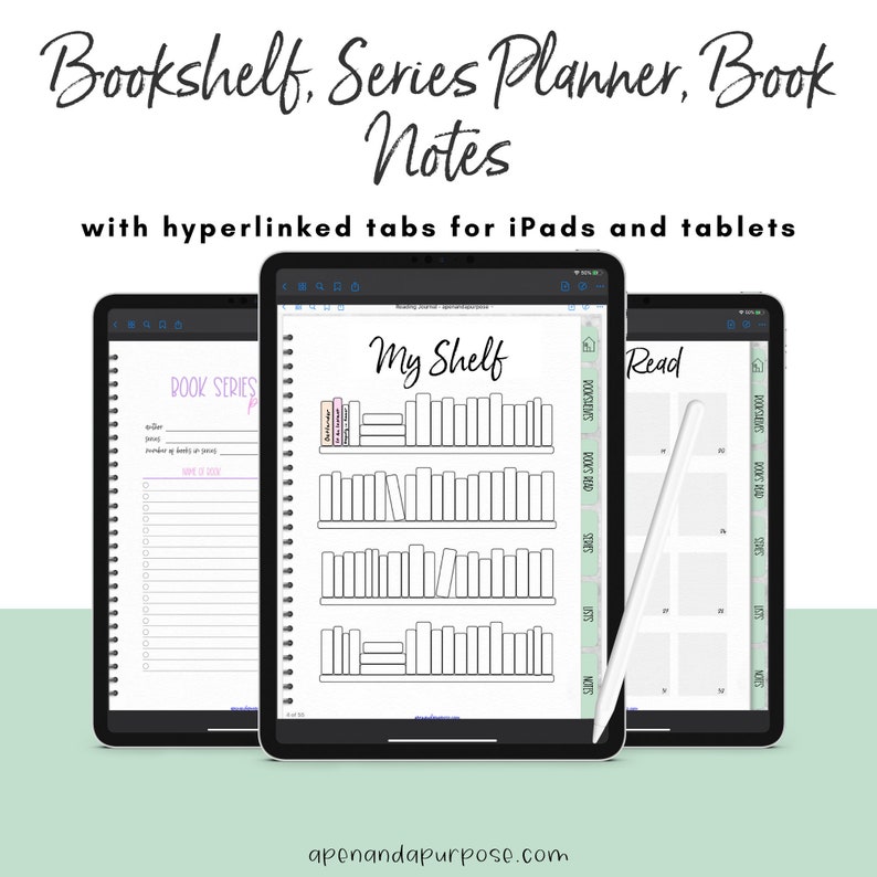Digital Reading Journal, Digital Book Journal Goodnotes, iPad, Reading Journal Series Tacker, Digital Reading Planner, Bookish, Bookshelf image 1