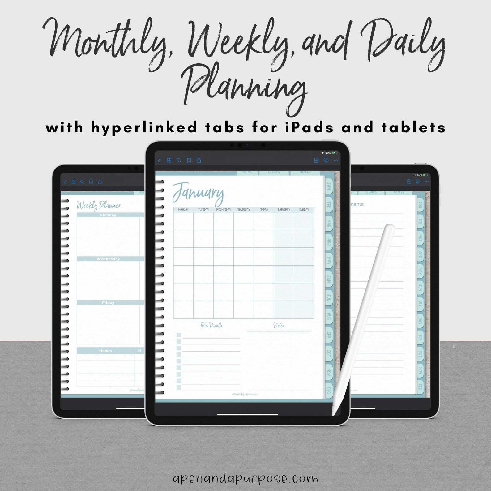 Goal Planner Digital Planner Goal Setting Goodnotes Planner Etsy