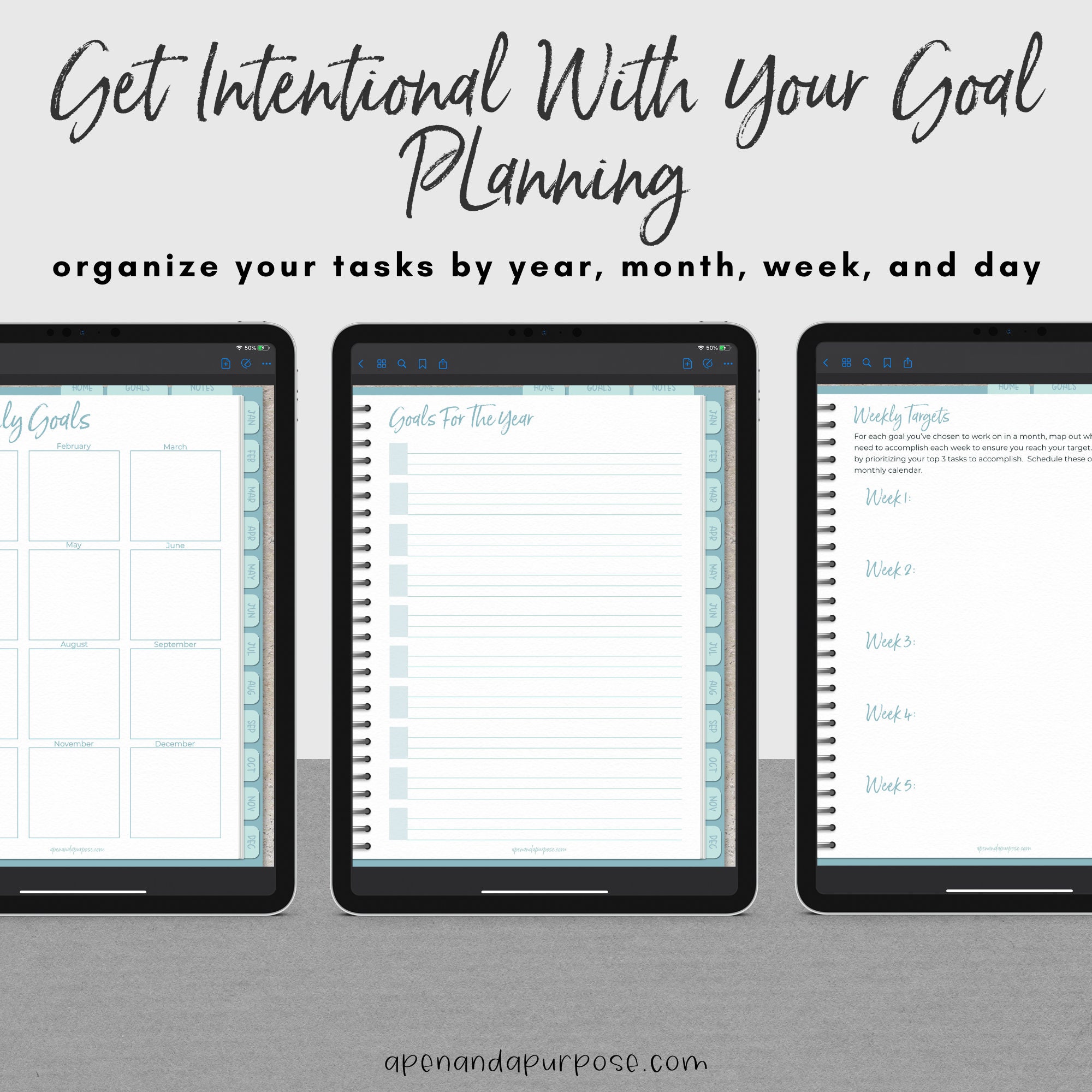 Goal Planner Digital Planner Goal Setting Goodnotes Planner Etsy