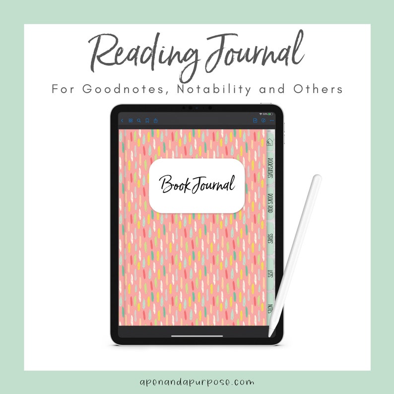 Digital Reading Journal Digital Book Journal Goodnotes Ipad Etsy