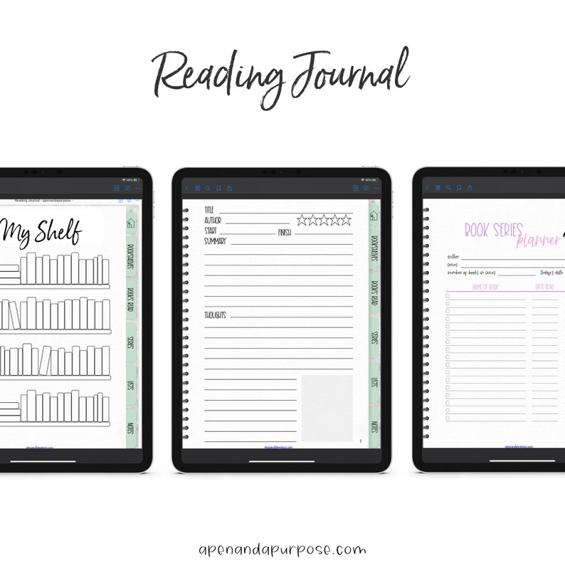 Digital Reading Journal Digital Book Journal Goodnotes Ipad Etsy
