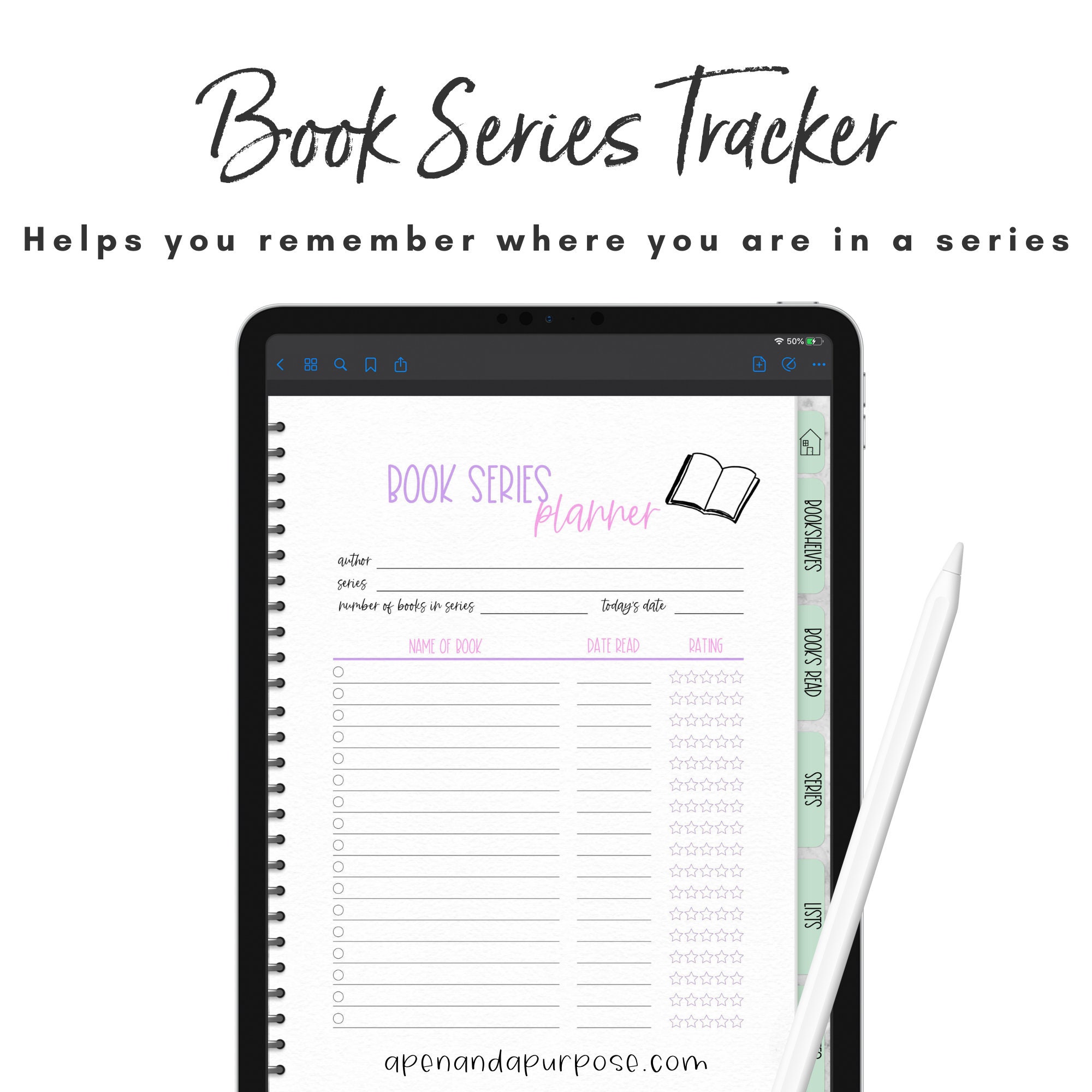 Digital Reading Journal Digital Book Journal Goodnotes Ipad Etsy UK