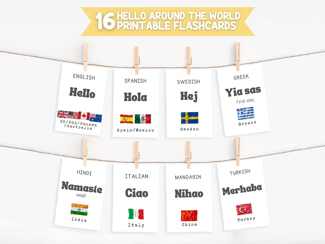 Hello Languages Around the World Flashcards | Educational Flash Cards ...