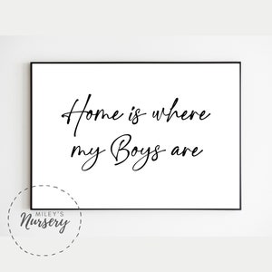 Boy Mum Dad Print A4 Home Is Where My Boys Are Parents Child Wall Decor Room Nursery Interior Gift Unframed