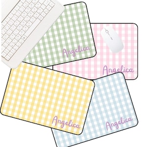 Personalized Name Desk Pad in Gingham. Dorm room Decor, Office decor, or Teacher Gift.