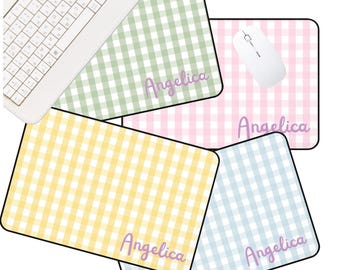 Personalized Name Desk Pad in Gingham. Dorm room Decor, Office decor, or Teacher Gift.