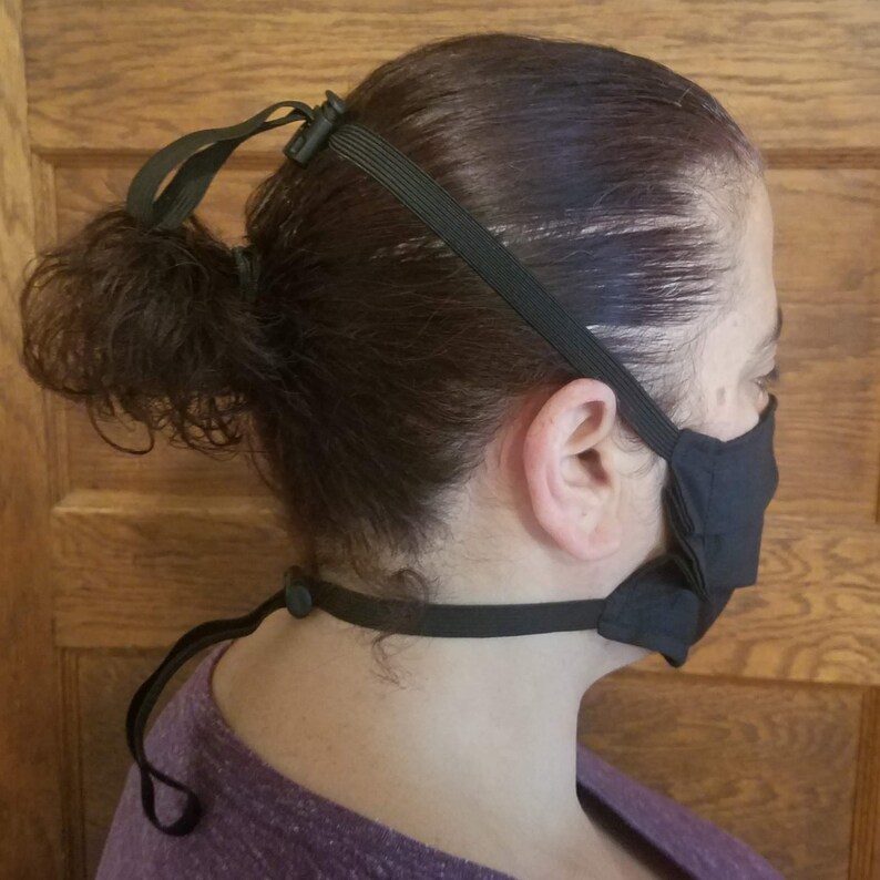 Solid Color Black Face Mask Around Head Tie / Adjustable Fit Etsy