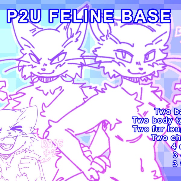 Feline furry art base - p2u - two body types - icon -Fullbody