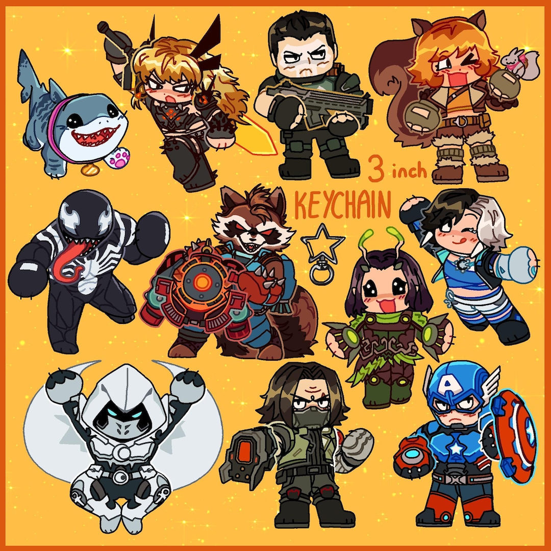 Set 1 || 3inch MARVEL RIVALS Acrylic Glitter Epoxy Keychains - Etsy