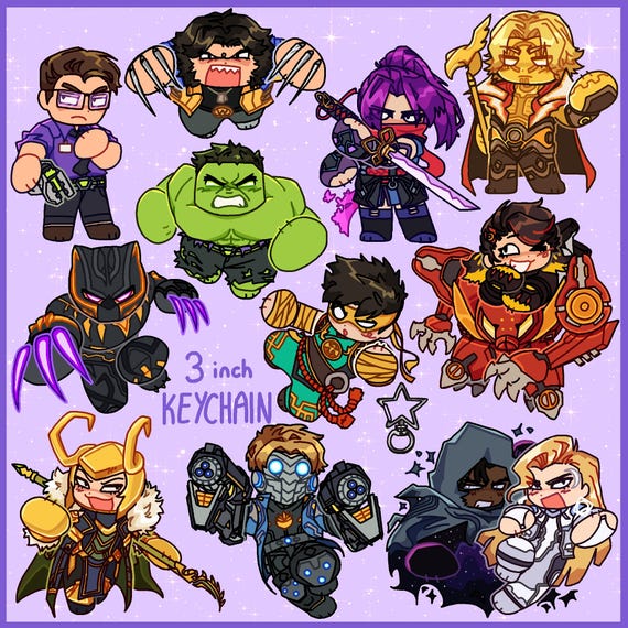 Set 2 || 3inch MARVEL RIVALS acrylic glitter epoxy keychains